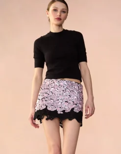 Online Cynthia Rowley The Cosmo Sequin Skirt BLKPNK