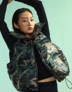 Outlet Cynthia Rowley Undercover Puffer Vest GRNCAM