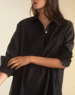 Best Cynthia Rowley Undercover Silk Taffeta Shirt Dress BLACK