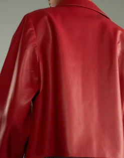 Outlet Cynthia Rowley Vegan Leather Jacket Red