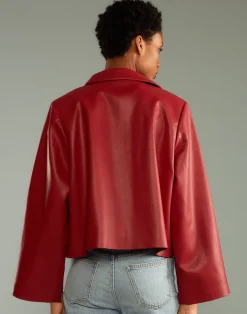 Outlet Cynthia Rowley Vegan Leather Jacket Red