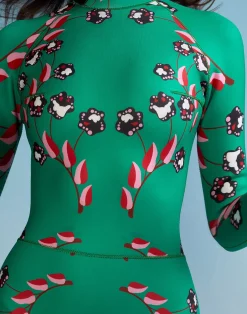 Fashion Cynthia Rowley Vine Floral High Cut Wetsuit GRVFLO