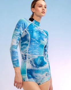 Hot Cynthia Rowley Watercamo Wetsuit Blue Rainbow
