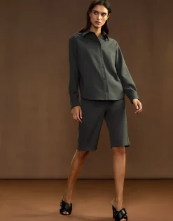 Discount Cynthia Rowley Wellesley Flannel Suiting Shorts HGREY