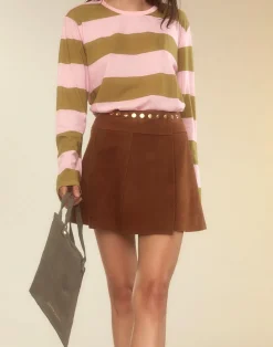 Outlet Cynthia Rowley Westward Suede Wrap Skirt BROWN